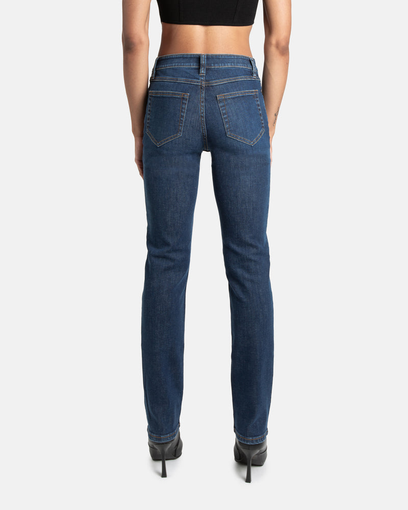 Slim straight fit jeans in mid blue