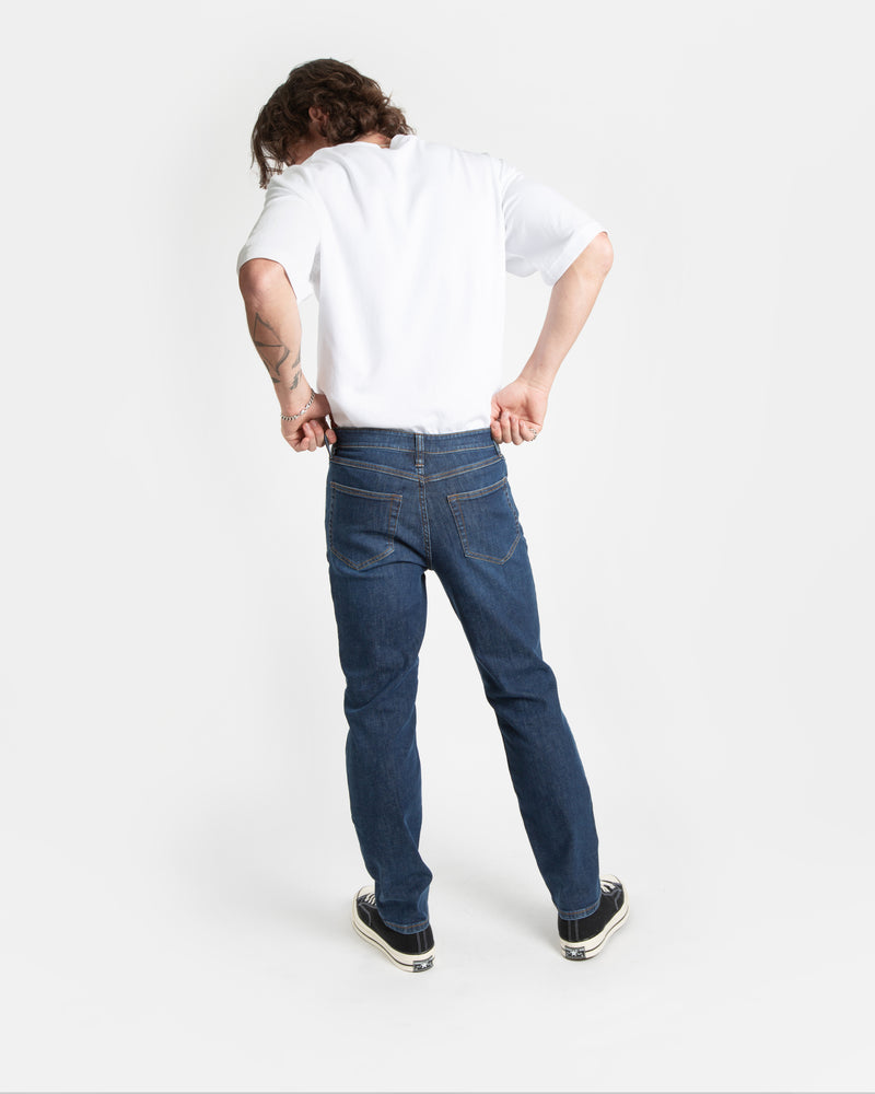 Tapered fit jeans in mid blue